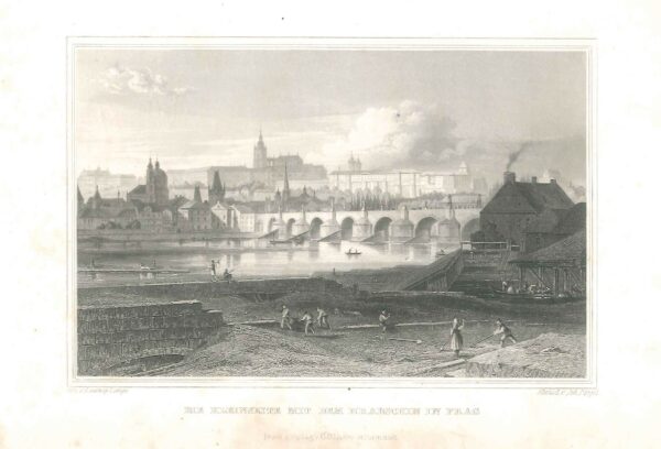 1. Malá Strana a Hradčany, Karlův most, Pražský hrad, Praha, 1841, oceloryt
