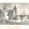 15. Klášter křižovníků s červenou hvězdou, Karlův most, Staroměstská mostecká věž, Praha, 1841, oceloryt
